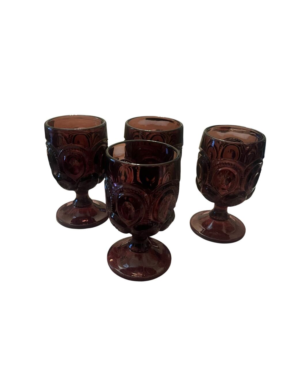 Vintage LE Smith Moon and Stars Amethyst Purple Wine Water Goblets Set of 4